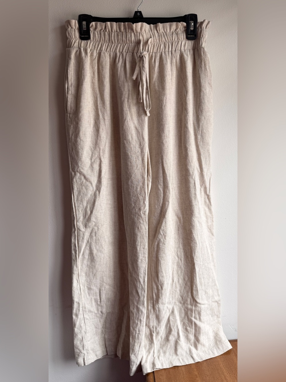 Lillusory Beige Linen Blend Wide Leg Pants Size M